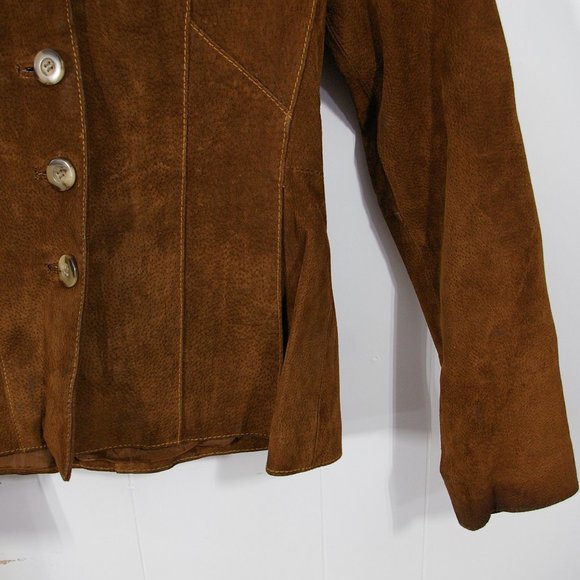 Wilsons Leather Suede Jacket Womens Extra Small Brown Leather Button Up Lined - Picture 3 of 12